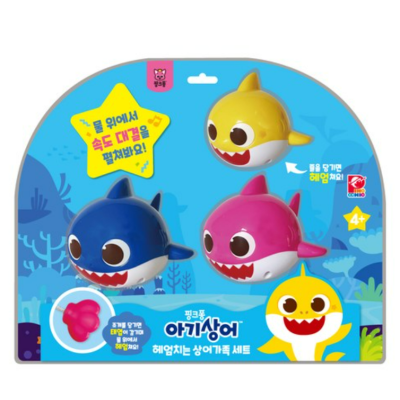 [Pinkfong] Swimming Baby Shark Bath Toy ● Wind-up Toy ● Baby Shark Family Bath Toy ● Water Play Water Toy Swims in the Water Battery Not Required